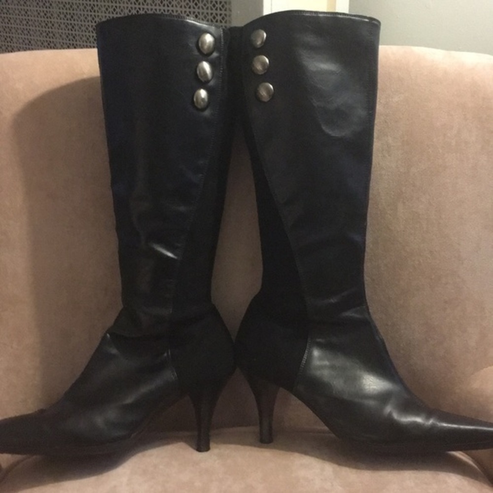 PREDICTIONS Black‎ leather and suede boots